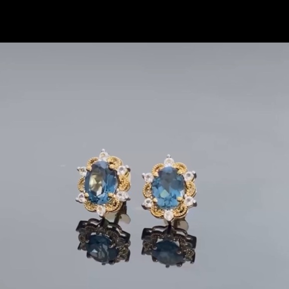 18k London Blue Topaz Earrings - Picture 9 of 9